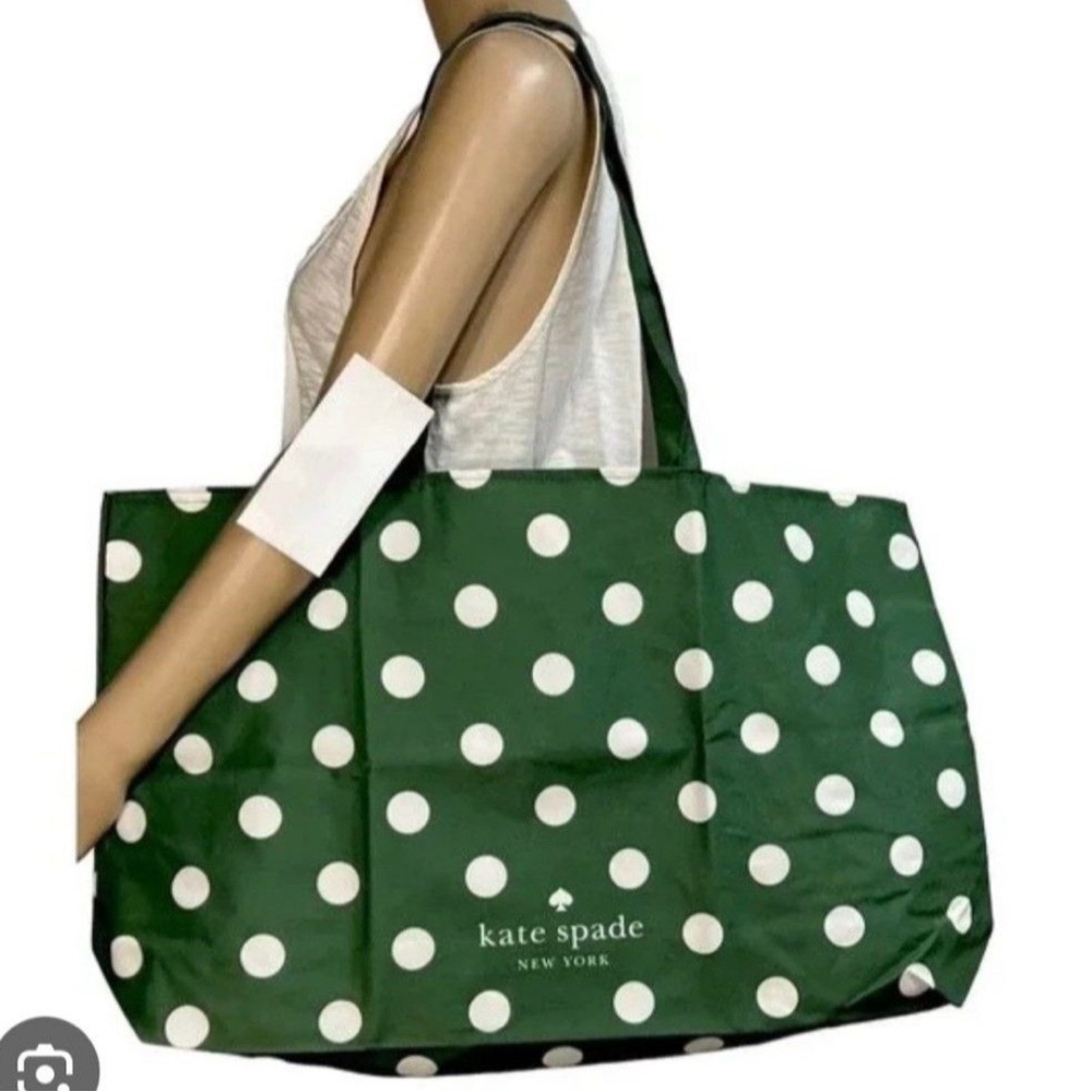 Kate Spade Green and White Polka Dot Tote